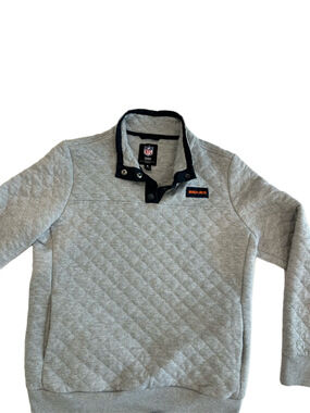 NFL Team Apparel Chicago  Bears Gray Quilted Pullover with Navy Trim size Medium